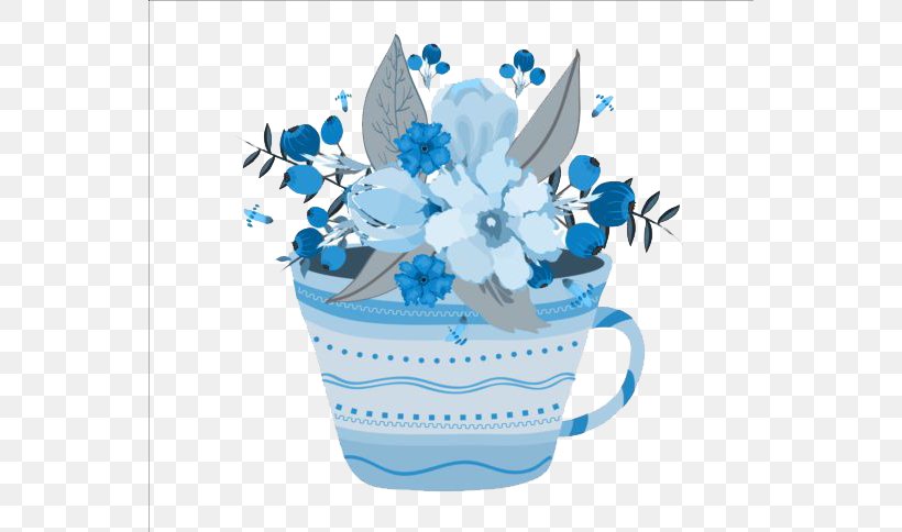 Watercolor Painting Flower Euclidean Vector Illustration, PNG, 550x484px, Watercolor Painting, Blue, Cup, Drinkware, Flower Download Free