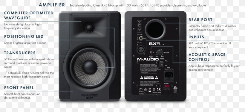 M-Audio BX5 D2 Studio Monitor Sound Loudspeaker, PNG, 1500x685px, Maudio Bx5 D2, Audio, Audio Equipment, Audio Mixing, Brand Download Free