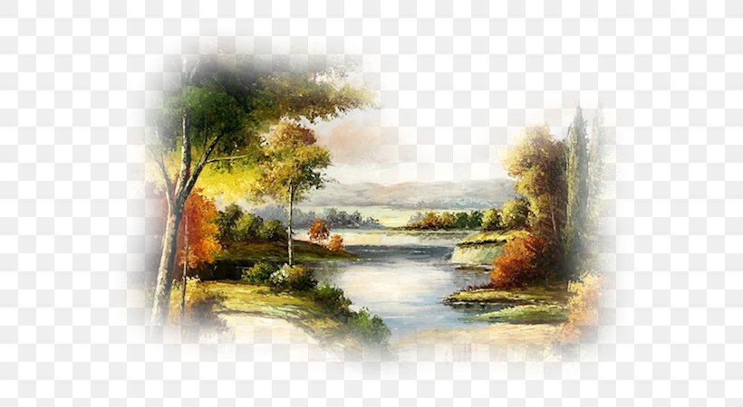 Watercolor Painting Landscape, PNG, 600x450px, Painting, Autumn, Bank, Bayou, Branching Download Free
