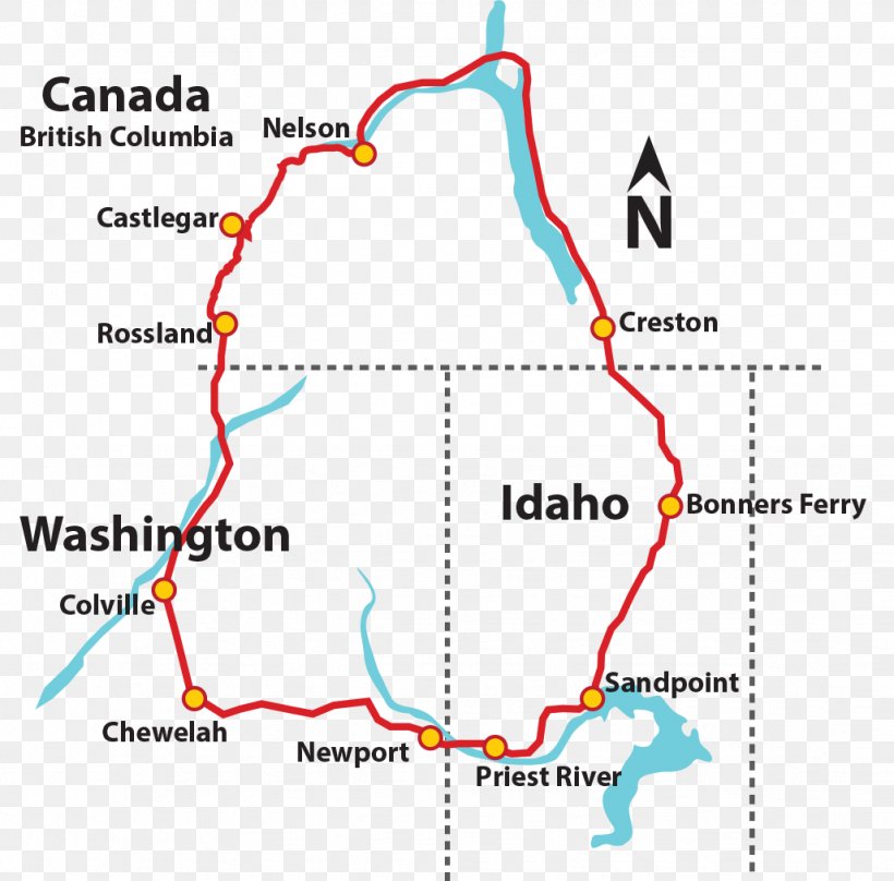 International Selkirk Loop Selkirk Mountains Washington State Route 31 Sandpoint Road, PNG, 1027x1012px, Sandpoint, Area, Bicycle, Cycling, Diagram Download Free