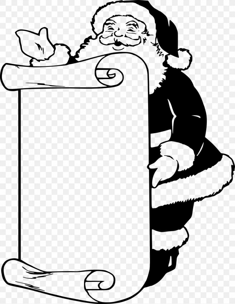 Santa Claus Clip Art Black And White Christmas Day Openclipart, PNG, 850x1100px, Santa Claus, Area, Arm, Art, Artwork Download Free