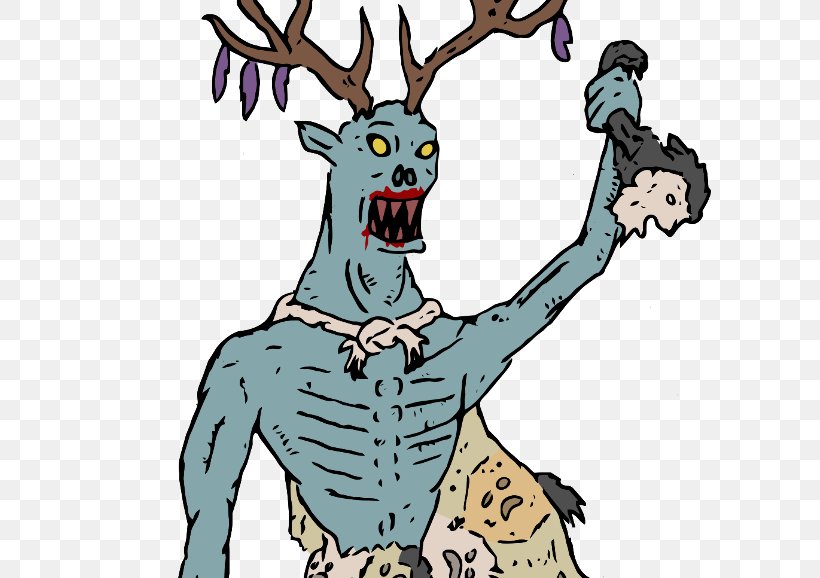 Wendigo Reindeer Demon Skin-walker Monster, PNG, 612x578px, Watercolor, Cartoon, Flower, Frame, Heart Download Free