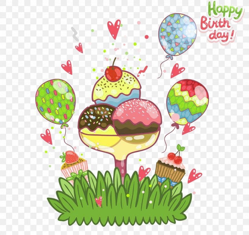 Ice Cream Cones Birthday Cake Happy Birthday To You, PNG, 1024x966px, Ice Cream, Anniversary, Art, Balloon, Birthday Download Free