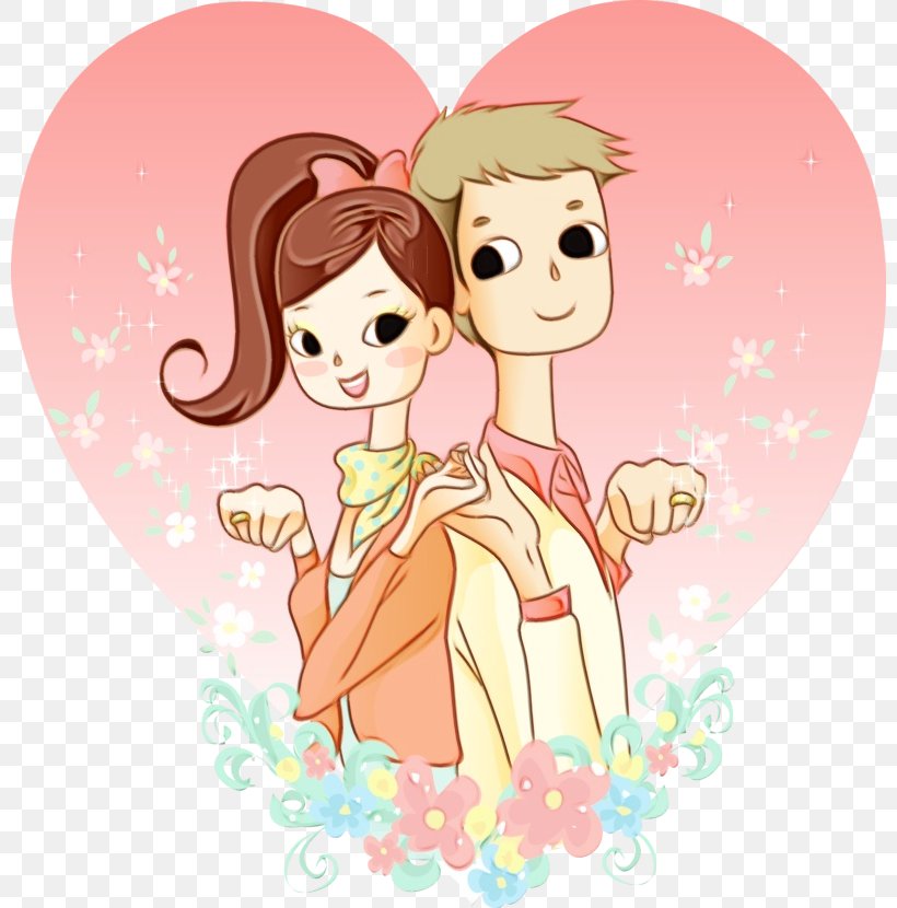 Cartoon Heart Pink Fictional Character Love, PNG, 800x830px, Watercolor, Cartoon, Fictional Character, Gesture, Heart Download Free