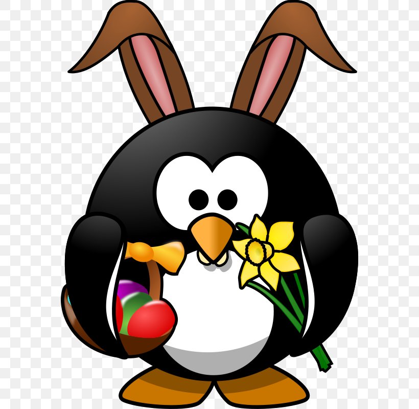 Easter Bunny Penguin Gift Clip Art, PNG, 584x800px, Easter Bunny, Artwork, Beak, Bird, Christmas Download Free