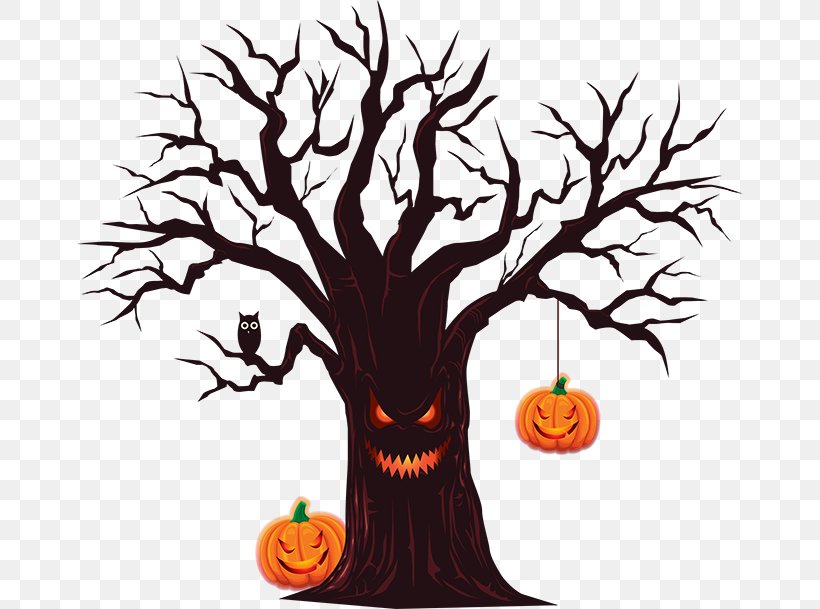 The Halloween Tree Clip Art, PNG, 666x609px, Halloween Tree, Art, Artwork, Black And White, Branch Download Free