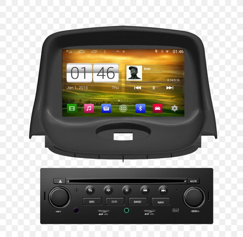 Peugeot 206 GPS Navigation Systems Car Automotive Head Unit, PNG, 754x800px, Peugeot 206, Android, Automotive Head Unit, Car, Electronics Download Free