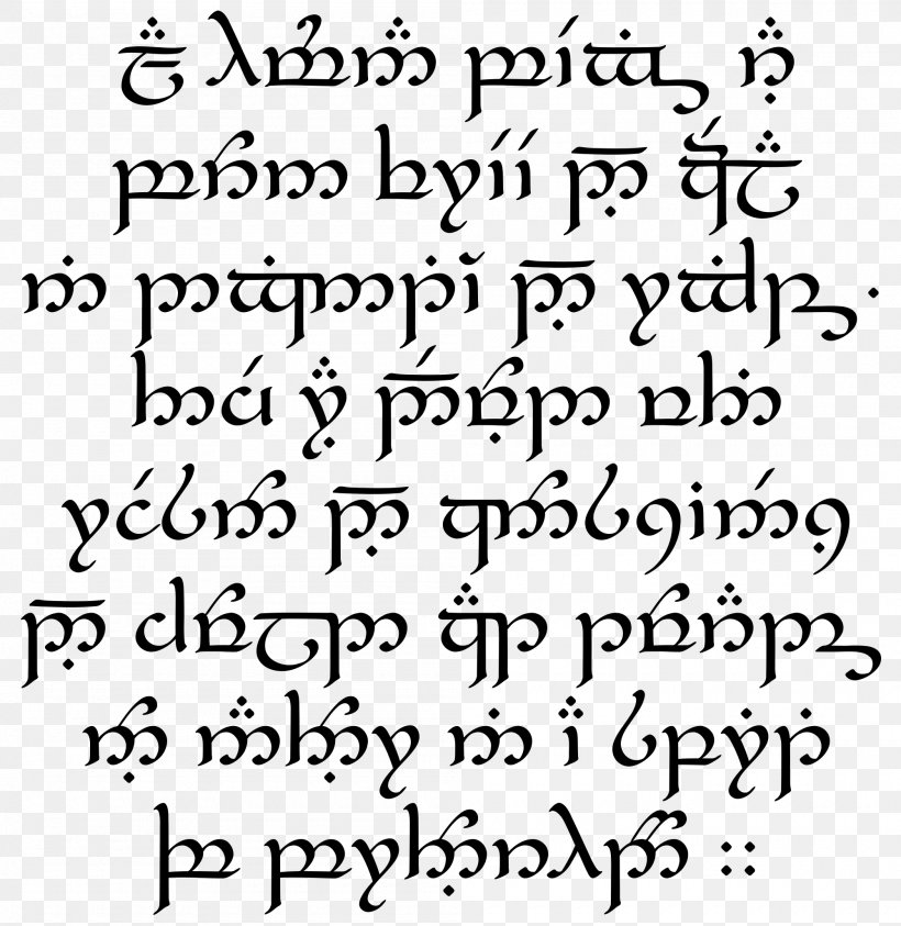 The Lord Of The Rings Quenya Tengwar Writing Alphabet, PNG, 2000x2057px, Lord Of The Rings, Alphabet, Area, Black And White, Calligraphy Download Free