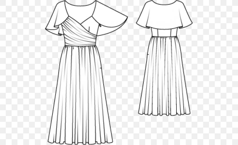 Gown Burda Style Dress Fashion Pattern, PNG, 509x500px, Gown, Abdomen, Area, Artwork, Black And White Download Free