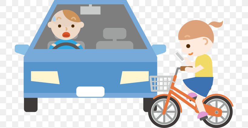 Car Bicycle Pedestrian Clip Art Illustration, PNG, 724x422px, Car, Bicycle, Cartoon, Child, Distracted Driving Download Free