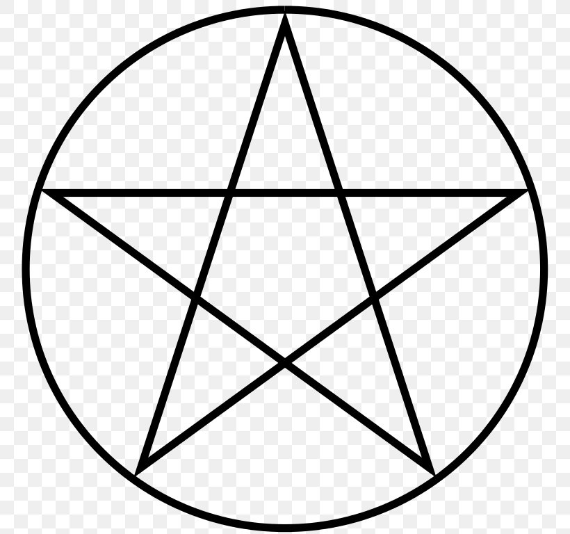 Pentagram Witchcraft Five-pointed Star Symbol Pentacle, PNG, 768x768px, Pentagram, Area, Black, Black And White, Coven Download Free