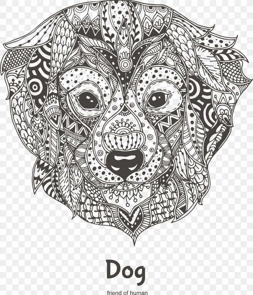 Dog Coloring Book Animal Pattern, PNG, 2875x3346px, Dog, Animal, Art, Black And White, Coloring Book Download Free