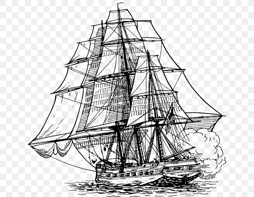 Drawing Frigate Clip Art Vector Graphics Line Art, PNG, 640x636px, Drawing, Baltimore Clipper, Barque, Barquentine, Battleship Download Free