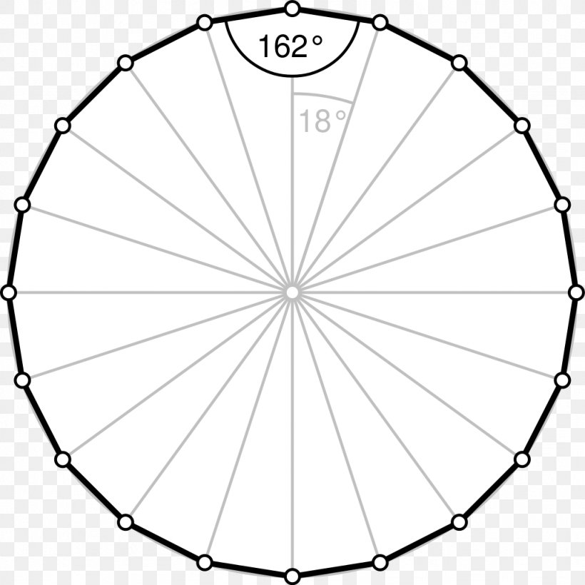 Regular Polygon Internal Angle Icosagon Tetradecagon, PNG, 1024x1024px, Polygon, Area, Bicycle Part, Bicycle Wheel, Black And White Download Free