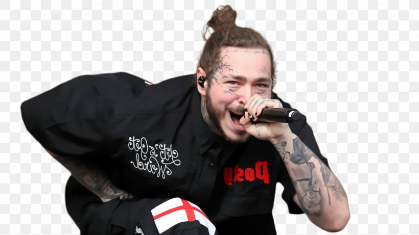 Singing Cartoon, PNG, 2664x1500px, Post Malone, Facial Hair, Gesture, Hair, Microphone Download Free