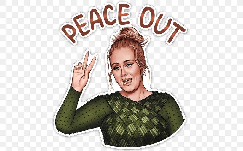 Adele Sticker Text Illustration, PNG, 512x512px, Adele, Brand, Cartoon, Fictional Character, Finger Download Free