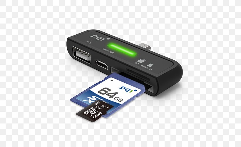 Card Reader Power Quotient International USB On-The-Go 4 In 1 Smart Card, PNG, 500x500px, 4 In 1, Card Reader, Adapter, Android, Computer Hardware Download Free