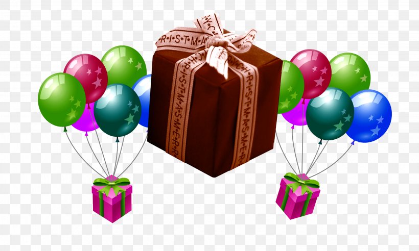 Balloon Gift Box, PNG, 3263x1959px, Balloon, Box, Designer, Gift, Gratis Download Free