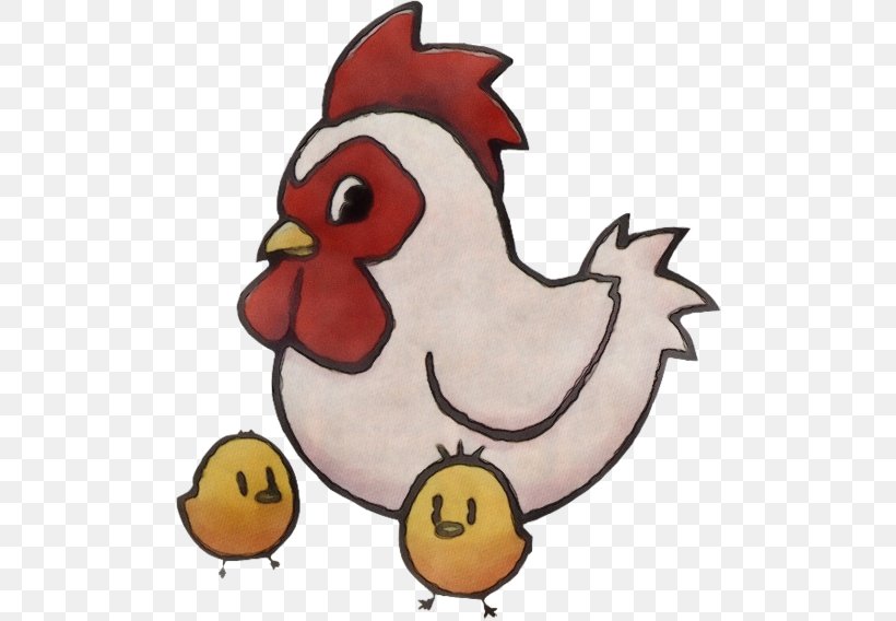 Chicken Cartoon Rooster Bird Beak, PNG, 500x568px, Watercolor, Beak, Bird, Cartoon, Chicken Download Free