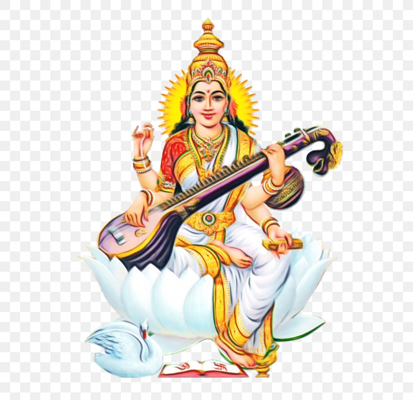 Saraswati, PNG, 600x795px, Watercolor, Hymn, Kali, Mantra, Om Download Free