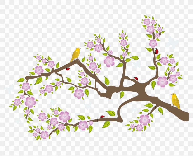 Cherry Blossom Twig Wall Decal Sticker, PNG, 3379x2729px, Cherry Blossom, Blossom, Branch, Cage, Decal Download Free