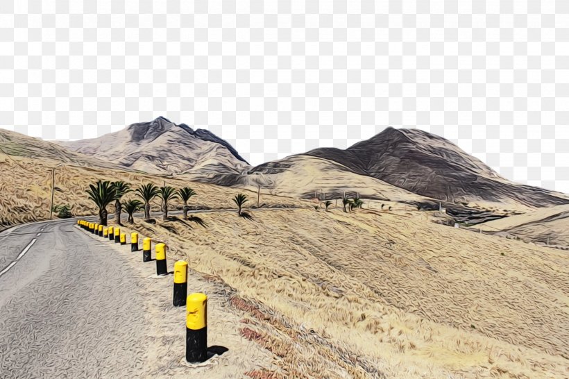 Road Mountainous Landforms Asphalt Yellow Mountain, PNG, 2250x1500px, Watercolor, Asphalt, Geological Phenomenon, Highway, Hill Download Free