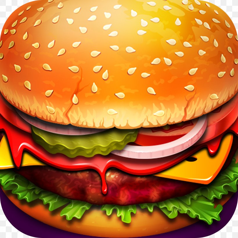 Hamburger Veggie Burger Cheeseburger Fast Food Free Arcade Games, PNG, 1024x1024px, Hamburger, Android, Big Mac, Cheeseburger, Cooking Fever Download Free