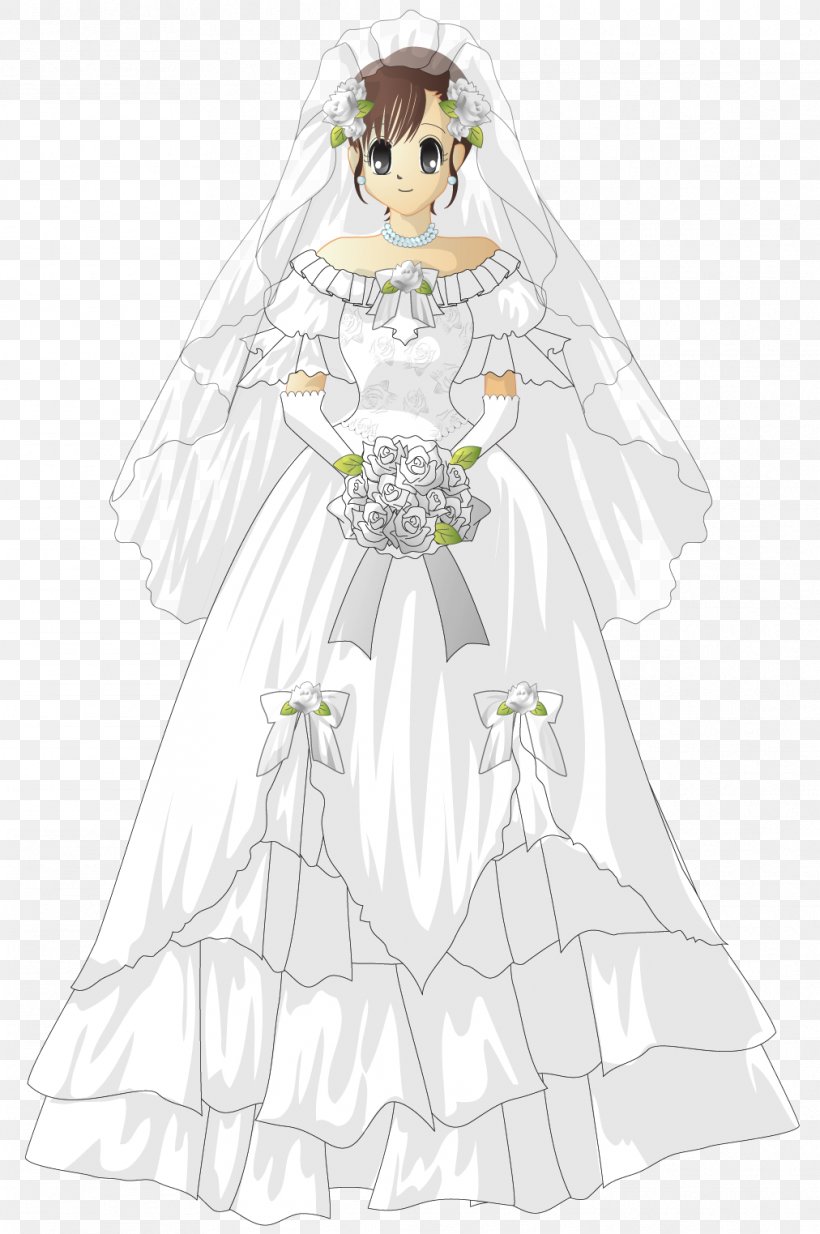 Wedding Dress Bride White, PNG, 1012x1523px, Watercolor, Cartoon, Flower, Frame, Heart Download Free