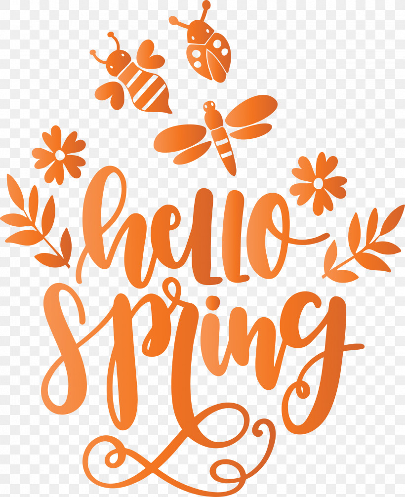 Hello Spring Spring, PNG, 2443x3000px, Hello Spring, Orange, Spring, Text Download Free