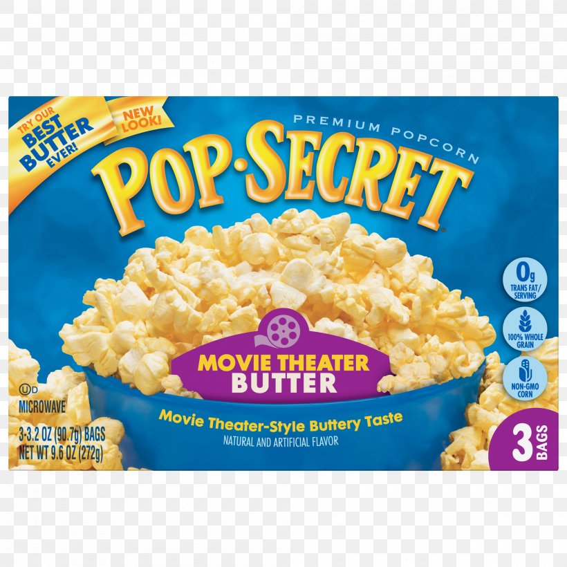 Microwave Popcorn Pop Secret Cinema Butter, PNG, 2000x2000px, Popcorn, Artificial Butter Flavoring, Brand, Breakfast Cereal, Butter Download Free