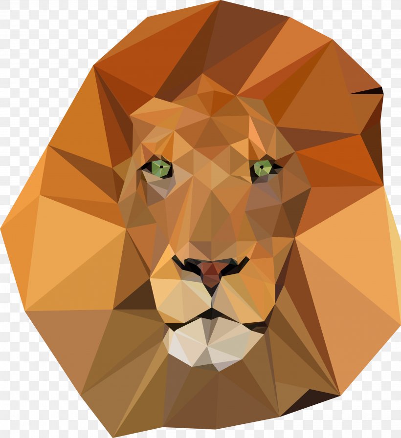 Lion Polygon Triangle Tiger Art, PNG, 3605x3944px, Lion, Animal, Art, Big Cat, Big Cats Download Free