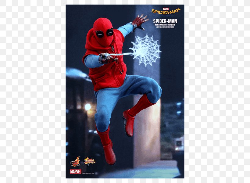 Spider-Man: Homecoming Hoodie Hot Toys Limited Marvel Universe, PNG, 600x600px, 16 Scale Modeling, Spiderman, Action Figure, Action Toy Figures, Advertising Download Free