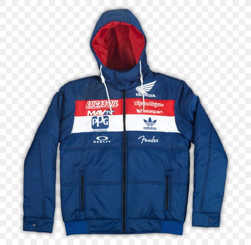 Hoodie Honda Jacket Polar Fleece Troy Lee Designs, PNG, 800x800px, Hoodie, Baja Jacket, Blouson, Blue, Brand Download Free