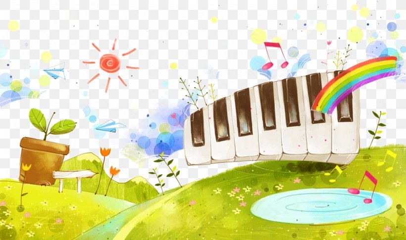 Piano Watercolor Painting Illustration, PNG, 1024x606px, Watercolor, Cartoon, Flower, Frame, Heart Download Free