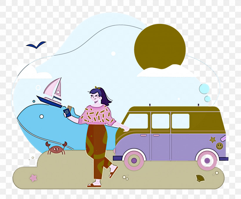 Seashore Day Vacation Travel, PNG, 2500x2059px, Vacation, Biology, Cartoon, Science, Travel Download Free