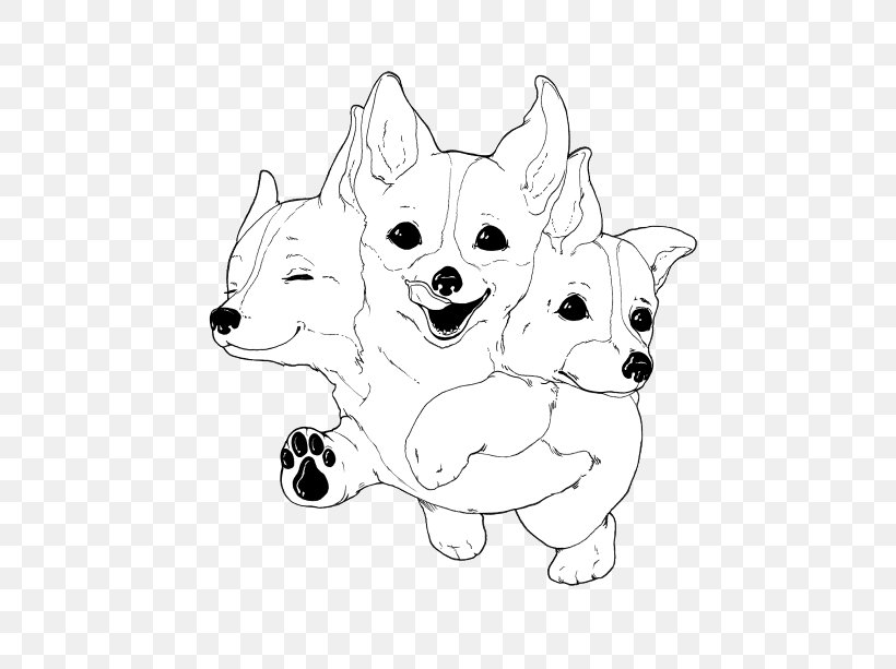 Dog Breed Pembroke Welsh Corgi Puppy Cat Whiskers, PNG, 500x613px, Dog Breed, Animal Figure, Artwork, Black And White, Breed Download Free