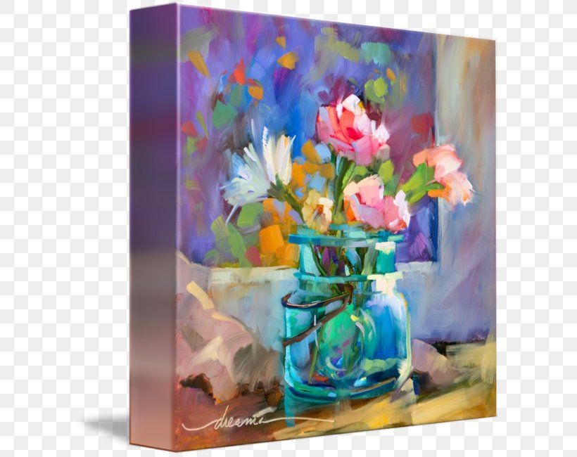 Floral Design Cut Flowers Still Life Vase Art, PNG, 606x650px, Floral Design, Acrylic Paint, Art, Artwork, Canvas Download Free