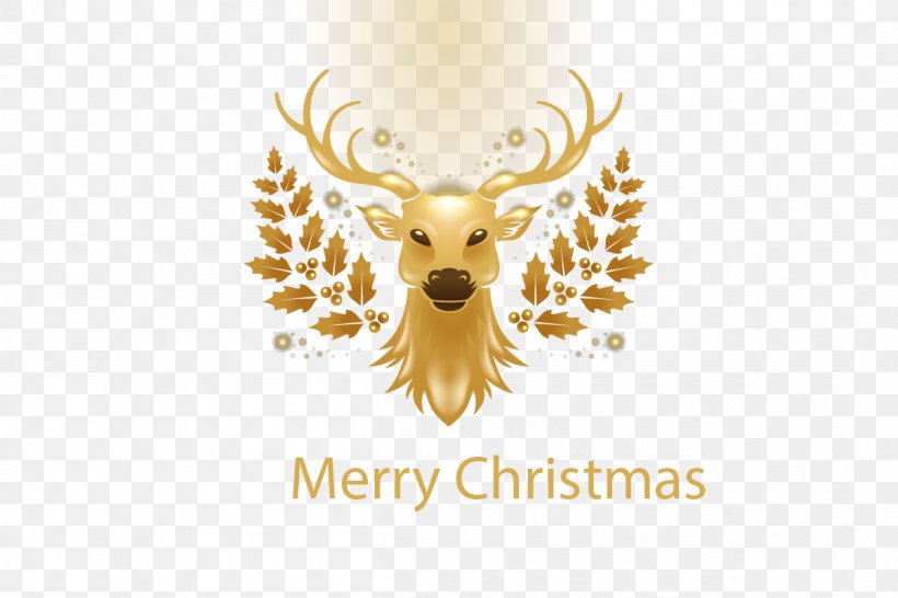 Reindeer Christmas Gold, PNG, 1201x800px, Reindeer, Antler, Brand, Christmas, Deer Download Free