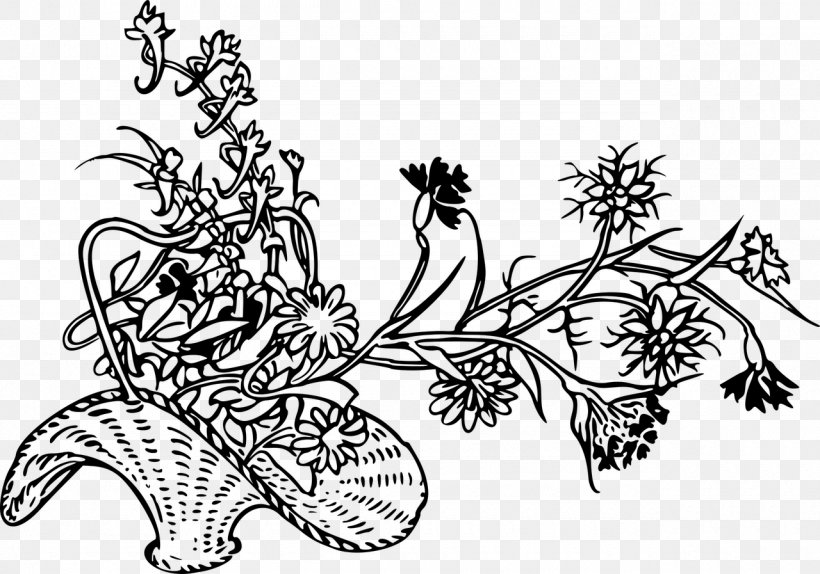 Drawing Flower Coloring Book Basket, PNG, 1280x897px, Drawing, Art, Artwork, Basket, Black And White Download Free
