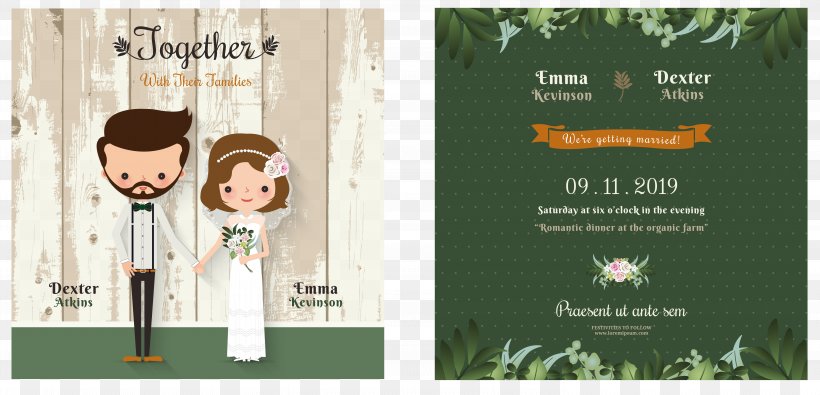 Wedding Invitation Cartoon Bridegroom, PNG, 5956x2873px, Wedding Invitation, Advertising, Brand, Bride, Bride Groom Direct Download Free