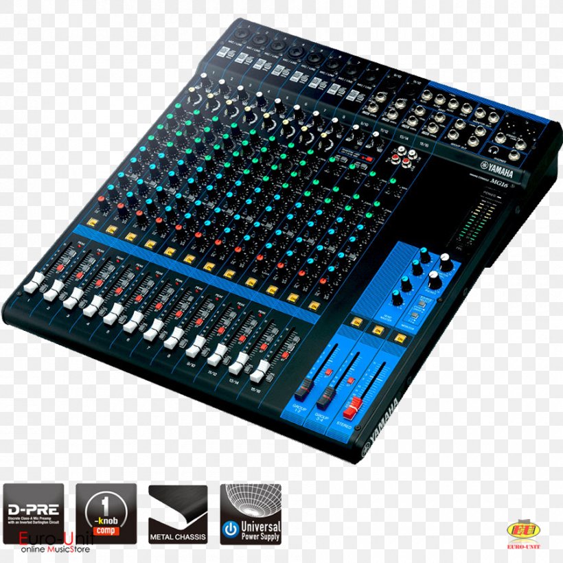 Microphone Audio Mixers Yamaha Mixer Yamaha MG16XU Dynamic Range Compression, PNG, 900x900px, Microphone, Audio, Audio Equipment, Audio Mixers, Audio Mixing Download Free