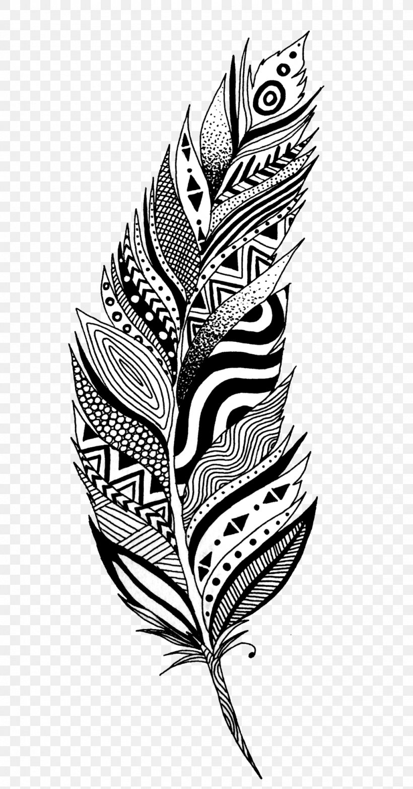 White Feather Drawing Clip Art, PNG, 1024x1955px, Feather, Art, Bird, Black And White, Coloring Book Download Free
