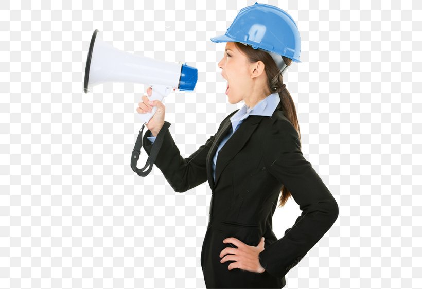 Megaphone Businessperson Stock Photography Microphone Loudspeaker, PNG, 498x562px, Megaphone, Business, Businessperson, Engineer, Headgear Download Free