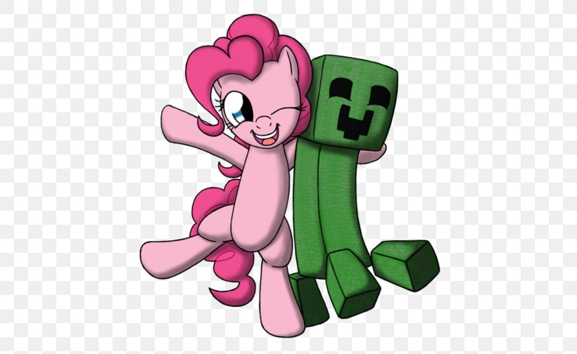 Minecraft Pony Pinkie Pie Creeper Rarity, PNG, 500x504px, Watercolor, Cartoon, Flower, Frame, Heart Download Free