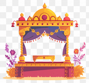 Indian Wedding Stage - Colorful Decorative Pavilion PNG