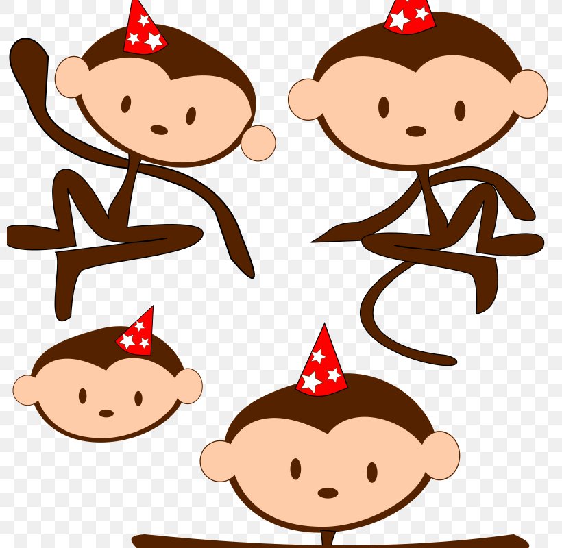 Monkey Chimpanzee Ape Primate Clip Art, PNG, 800x800px, Monkey, Ape, Artwork, Chimpanzee, Christmas Download Free
