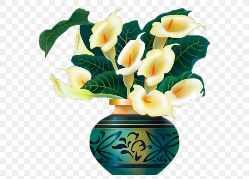 Arum-lily Cut Flowers Vase Illustration, PNG, 1024x737px, Arumlily, Art, Calla Lily, Ceramic, Cut Flowers Download Free