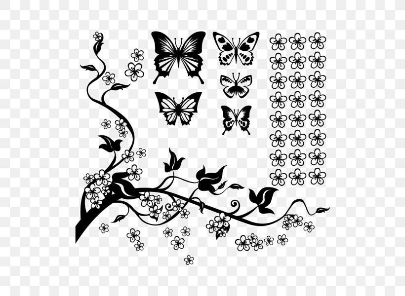 Butterfly Paper Sticker Drawing Clip Art, PNG, 600x600px, Butterfly, Area, Art, Artwork, Black Download Free