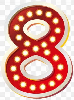 Red Number Eight With Lights Clip Art Image - Download Clip Art PNG