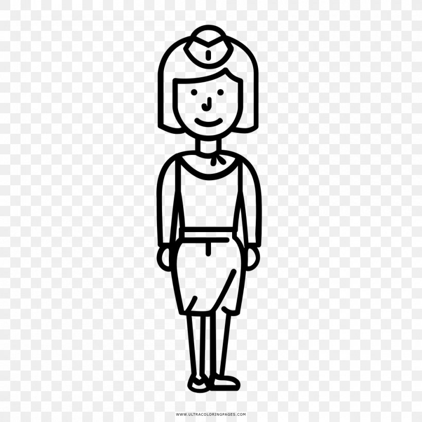 Coloring Book Drawing Flight Attendant Black And White, PNG, 1000x1000px, Coloring Book, Area, Art, Artwork, Ausmalbild Download Free